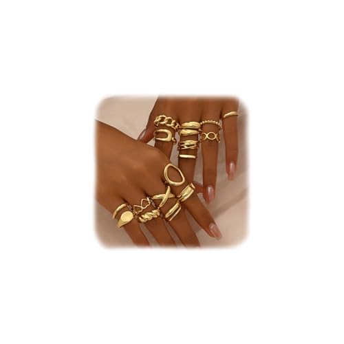 XFSRG 12 Stück Ring Damen Einfache Geometrie Leichter Luxus Ringe Persönlichkeit Einstellbar Modevolle Accessoires von XFSRG