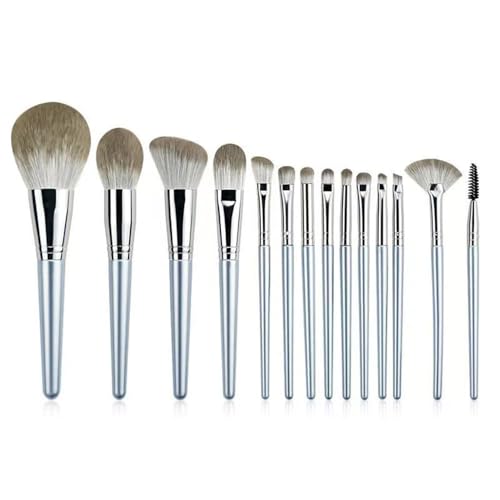 XFSRG 14 Stück Professionelle Schminkpinsel Set Silber Kosmetikpinsel Makeup Brushes Komplett Schminkset Puder Foundation Lidschatten Augenbrauen von XFSRG