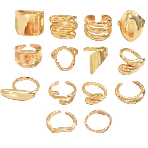 XFSRG 14 Stück Ring Damen Einfache Geometrie Leichter Luxus Ringe Persönlichkeit Einstellbar Modevolle Accessoires von XFSRG