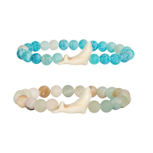 XFSRG 2 Stück Armband Damen Edelsteine Stretch Freundschaftsarmbänder mit Einzigartigem Anhänger Elegantes Design Authentischen Natursteinen Armband Für Jeden Anlass (Blau) von XFSRG