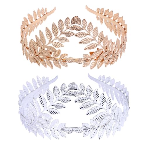 XFSRG 2 Stück Blattform Diademe Damen Krone Elegant und Retro Braut Kopfschmuck Modischer Haarschmuck von XFSRG