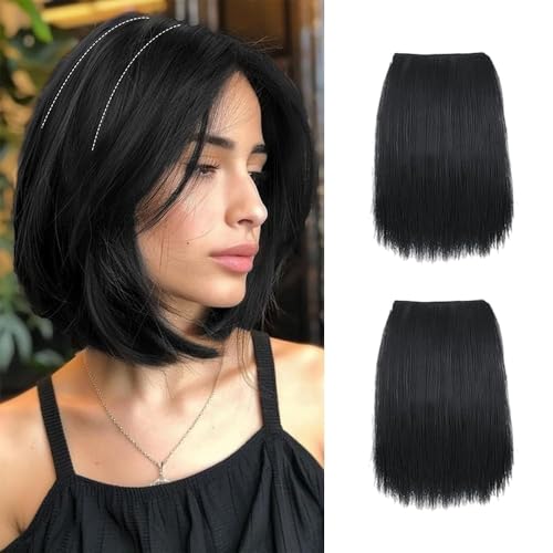 XFSRG 2 Stück Clip In Extensions Synthetic Invisible Seidig Seamless Hair Fügen Sie Einfach Haarvolumen Hinzu für Frauen mit Dünner Werdendem Haar Short Version(Hellbraun) von XFSRG