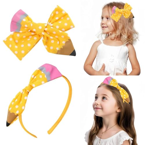 QKEPCY Bleistift Haarspangen Set Polka Dot Schleife Haarklammern Haarreif Kombination Kinderhaarschmuck Mädchen Haarspangen von XFSRG