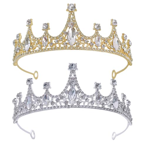 XFSRG 2 Stück Kristall Diademe Damen Krone Exquisit und Elegant Accessoire für Abendkleider für Abendessen Hochzeiten Partys von XFSRG
