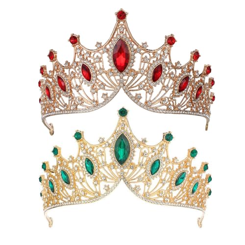 XFSRG 2 Stück Kristall Diademe Damen Vintage Luxus Krone Funkelnde Eleganz für Abschlussbälle Geburtstage Bankette von XFSRG