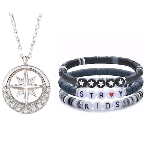 XFSRG 2 Stück Schmucksets Paar Modell Sechszackiger Stern Schmuck Zirkonia Halskette Weiches Tonarmband Schmuckset für Jungen und Mädchen von XFSRG