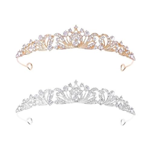 XFSRG 2 Stück Strassstein Diademe Damen Hochwertiger Haarschmuck Krone Elegant für Hochzeiten Erwachsenwerden Geburtstage von XFSRG