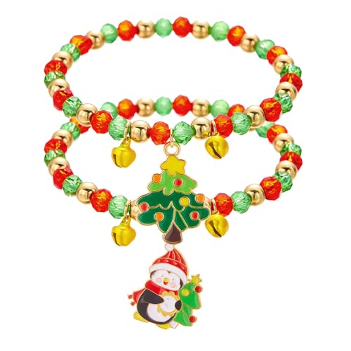 XFSRG 2 Stück Weihnachtsarmband Damen Weihnachtsbaum Weihnachtsmann Anhänger Armband Modische Weihnachtsaccessoires von XFSRG