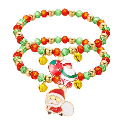XFSRG 2 Stück Weihnachtsarmband Damen Weihnachtsbaum Weihnachtsmann Anhänger Armband Modische Weihnachtsaccessoires von XFSRG