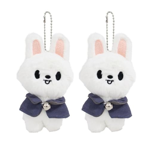 XFSRG 2er-Set Kawaii Schlüsselanhänger Hase Weicher weißer Kaninchen Anhänger Deko für Tasche, Rucksack, Auto & Geschenkidee (WeißEs Kaninchen) von XFSRG