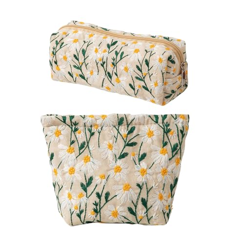 XFSRG 2er Set Kosmetiktasche Damen mit Blumenmuster Kulturbeutel Make Up Tasche Tragbare Schminktasche Clutch Bag Stiftetasche Mädchen für Alltag und Reisen XFSRG 2er Set Kosmetiktasche Damen mit Blumenmuster Kulturbeutel Make Up Tasche Tragbare Schminktasche Clutch Bag Stiftetasche Mädchen für Alltag und Reisen von XFSRG