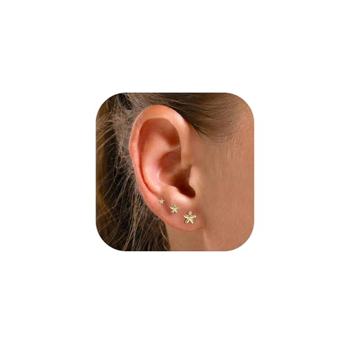 XFSRG 3 PCS Stecker Set glänzende goldfarbene Ohrstecker frei kombinierbar für individuelle Looks, perfekt für elegante Outfits und festliche Anlässe(e1228 Gold) von XFSRG