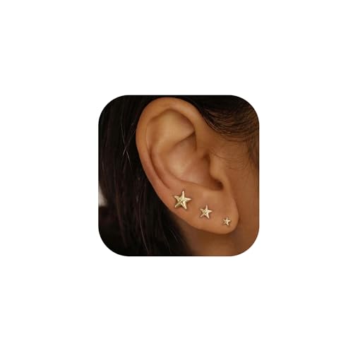 XFSRG 3 PCS Stecker Set glänzende goldfarbene Ohrstecker frei kombinierbar für individuelle Looks, perfekt für elegante Outfits und festliche Anlässe (e1231 Gold) von XFSRG