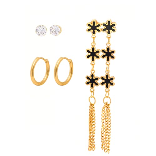 XFSRG Ohrring Set Damen 3 Paar Elegante Modeschmuck in Herz, Creolen & Strass, aus Titanstahl, für Alltag & Party Looks XFSRG Ohrring Set Damen 3 Paar Elegante Modeschmuck in Herz, Creolen & Strass, aus Titanstahl, für Alltag & Party Looks von XFSRG