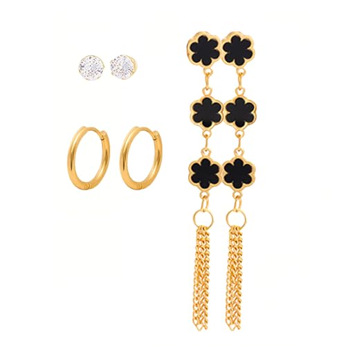 XFSRG Ohrring Set Damen 3 Paar Elegante Modeschmuck in Herz, Creolen & Strass, aus Titanstahl, für Alltag & Party Looks XFSRG Ohrring Set Damen 3 Paar Elegante Modeschmuck in Herz, Creolen & Strass, aus Titanstahl, für Alltag & Party Looks von XFSRG