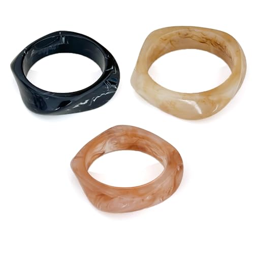 XFSRG 3 Stück Armband aus Acrylharz für Damen Unregelmäßiges Geometrisches Armband Breit Klobig Statement-Armreif Set Geschenk Muttertag für Frauen Schmuck von XFSRG