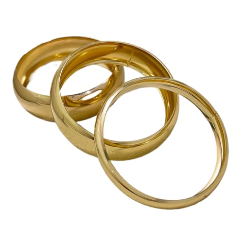 XFSRG 3 Stück Breiter Armreif Damen Großes Armband Minimalistischer Statement Armreifen Modisches Schmuckstück für Alltag und Party (Gold) von XFSRG