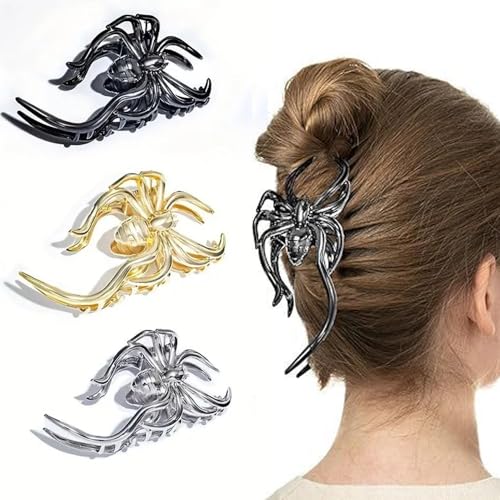 XFSRG 3 Stück Haarspangen Damen Spinnen Haarklammer Gothic Metall Hair Clip für Halloween Kostümparty Cosplay(Set A) von XFSRG