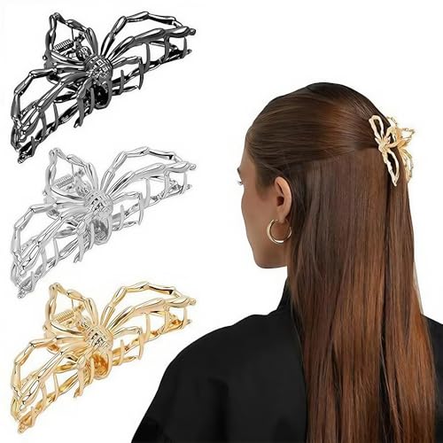XFSRG 3 Stück Haarspangen Damen Spinnen Haarklammer Gothic Metall Hair Clip für Halloween Kostümparty Cosplay(Set B) von XFSRG