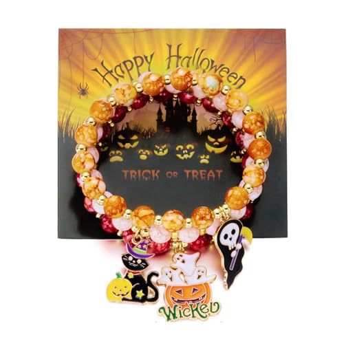 XFSRG 3 Stück Halloween Armband Damen Kürbis Geister Fledermaus Anhänger Paar Armbänder Festliche Accessoires XFSRG 3 Stück Halloween Armband Damen Kürbis Geister Fledermaus Anhänger Paar Armbänder Festliche Accessoires von XFSRG