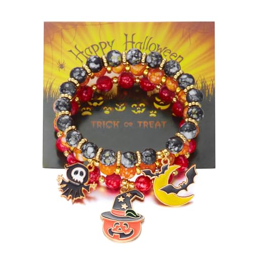 XFSRG 3 Stück Halloween Armband Damen Kürbis Geister Fledermaus Anhänger Paar Armbänder Festliche Accessoires XFSRG 3 Stück Halloween Armband Damen Kürbis Geister Fledermaus Anhänger Paar Armbänder Festliche Accessoires von XFSRG