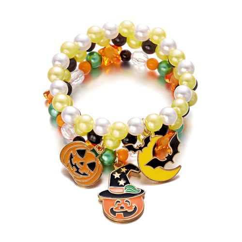 XFSRG 3 Stück Halloween Armband Damen Kürbis Geister Fledermaus Anhänger Paar Armbänder Festliche Accessoires XFSRG 3 Stück Halloween Armband Damen Kürbis Geister Fledermaus Anhänger Paar Armbänder Festliche Accessoires von XFSRG