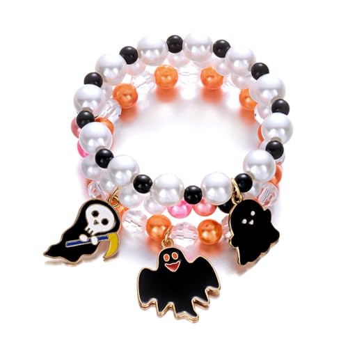XFSRG 3 Stück Halloween Armband Damen Kürbis Geister Fledermaus Anhänger Paar Armbänder Festliche Accessoires XFSRG 3 Stück Halloween Armband Damen Kürbis Geister Fledermaus Anhänger Paar Armbänder Festliche Accessoires von XFSRG