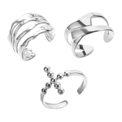 XFSRG 3 Stück Ring Damen Herren Spinning Ringe Goldener Boho Ring Offene Verstellbarer Ringe Stapelbare Fingerring Wasserfeste Anti Stress Spinner Ringes gegen Angst Verlobungsringe Ehering von XFSRG