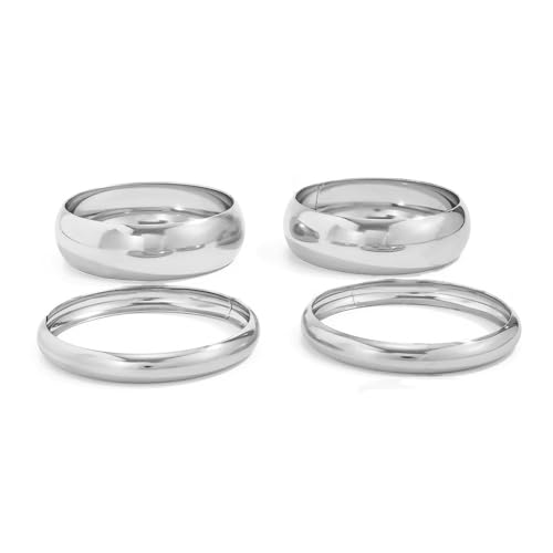 XFSRG 4 Stück Breiter Armreif Damen Minimalistische Chunky Armbänder Modischer Statement Armreifen für Alltag Party und Abendkleid (Silber) von XFSRG