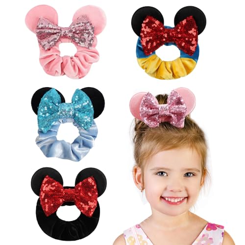 XFSRG 4 Stück Haargummi Damen Mäuseohren Samt Haargummis Samt Glitzer Pailletten Haarband Scrunchie Haarschmuck Geeignet für Kinder Mädchen Weihnachtsfeier Dekoration XFSRG 4 Stück Haargummi Damen Mäuseohren Samt Haargummis Samt Glitzer Pailletten Haarband Scrunchie Haarschmuck Geeignet für Kinder Mädchen Weihnachtsfeier Dekoration von XFSRG