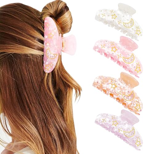 XFSRG 4 Stück Haarklammern Stern Mond für Damen Haarspange Claw Clip Rutschfestes Haarklammer Hair Clip Haar Halt Haarschmuck für Frauen Mädchen Dickes Dünnes Haar XFSRG 4 Stück Haarklammern Stern Mond für Damen Haarspange Claw Clip Rutschfestes Haarklammer Hair Clip Haar Halt Haarschmuck für Frauen Mädchen Dickes Dünnes Haar von XFSRG