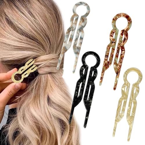 XFSRG 4 Stück Haarklammern U Förmige Haarnadeln Französisch Stil Kopfschmuck Kugelkopf Hanfu-Haarnadel im Antiken für Hochzeiten Partys den Alltag Frauen Mädchen von XFSRG