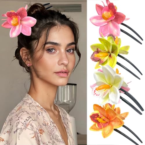 XFSRG 4 Stück Haarspangen Damen Blumenschmuck Haare mini haarklammern Blumen Haarklammer Ideal für Alltags und Partyfrisuren(4PS-B) von XFSRG