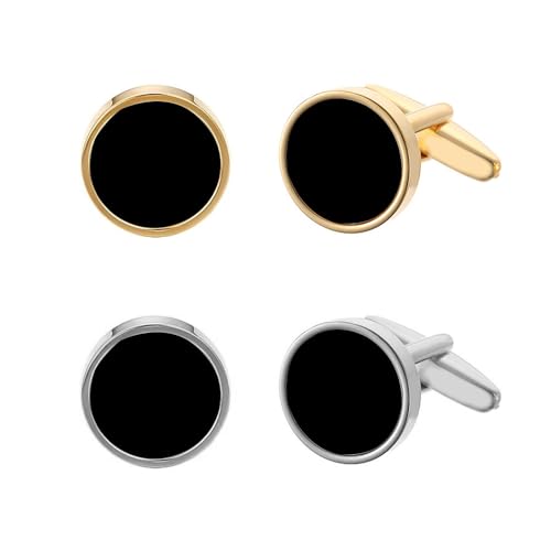 XFSRG 4 Stück Manschettenknöpfe Herren Rund Muschel Manschetten Klassisch Stil Anzug Hemd Knöpfe für Business Hochzeit(Set B) von XFSRG