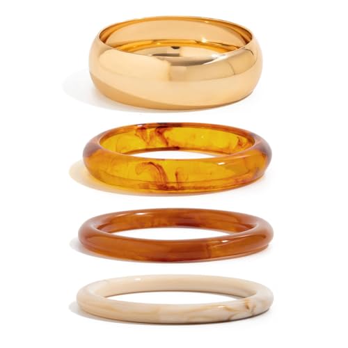 XFSRG 4er Set Acrylharz Armreif Damen Vintage Breites Geometrische Manschette Armband Leichte Moderne Schmuck Accessoires (Set 3) von XFSRG