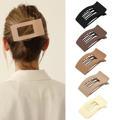 XFSRG 5 Stück Flache Haarspangen Damen Matte Rechteckige Rutschfeste Haarschmuck für Alltag und Besondere Anlässe(Multicolour A) von XFSRG
