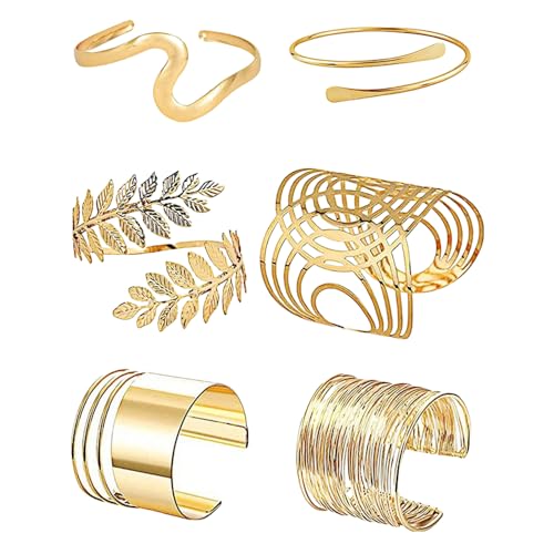 XFSRG 6 Stück Armband Metall Geometrische Form Armbänder Oberarmarmband Auffälliges Design Geeignet für Verschiedene Anlässe von XFSRG