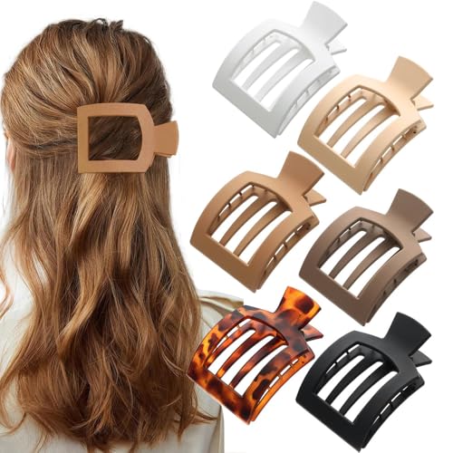 XFSRG 6 Stück Flach Haarspangen Damen Quadratische Matte Rutschfester Starker Halt Haarklammer für Dickes Dünnes Lockiges Haar(Multicolour A) von XFSRG