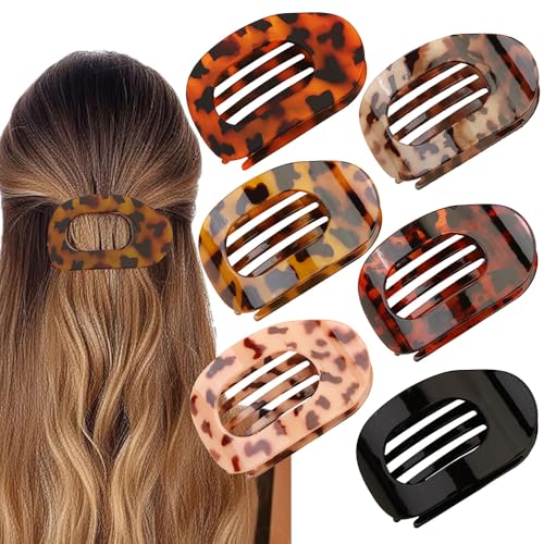 XFSRG 6 Stück Flache Haarspangen Damen Elegante in Leoparden Stylisches Rutschfest Griff Haarclips für Alltag und besondere Anlässe(Multicolour A) von XFSRG