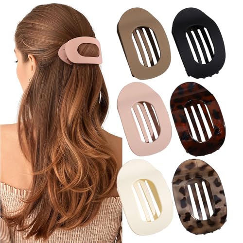 XFSRG 6 Stück Flache Haarspangen Damen Eleganter Rutschfester Matte Geschwungenes Haarclips für Dickes und Dünnes Haar(Multicolour A) von XFSRG