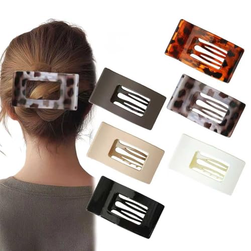 XFSRG 6 Stück Flache Haarspangen Damen Rutschfester Quadratische Geschwungenes Design Haarclips für Dickes und Dünnes Haar(Multicolour A) von XFSRG