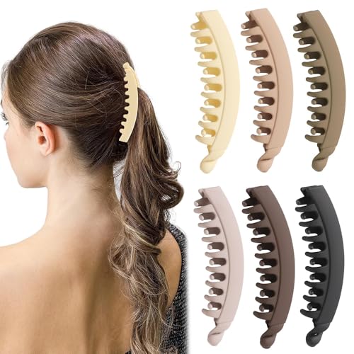 XFSRG 6 Stück Haarspangen Damen Banana Clip haarklammer Groß Pferdeschwanz Clip Dickes Haar Banana Spangen Friseur Zubehör von XFSRG