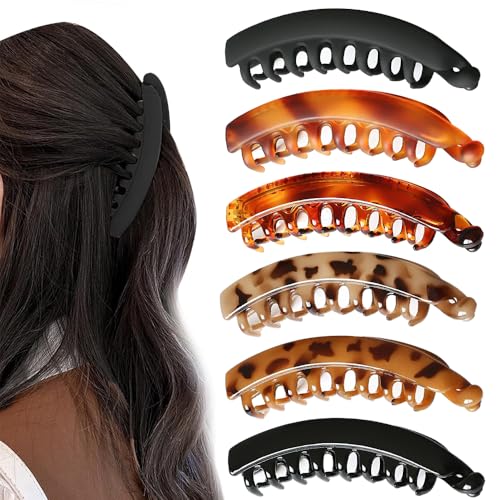 XFSRG 6 Stück Haarspangen Damen Banana Clip haarklammer Groß Pferdeschwanz Clip Dickes Haar Banana Spangen Friseur Zubehör von XFSRG