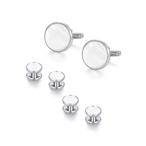 XFSRG 6 Stück Manschettenknöpfe Herren Rund Perle Schale Elegante Schmuck Cufflinks Klassisch Accessoires für Business Hochzeit(Set A) von XFSRG