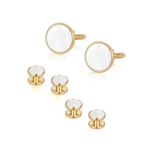 XFSRG 6 Stück Manschettenknöpfe Herren Rund Perle Schale Elegante Schmuck Cufflinks Klassisch Accessoires für Business Hochzeit(Set B) von XFSRG