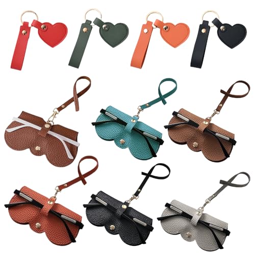 XFSRG 6 Stück Sonnenbrillenetui Mode Sonnenbrillen Etui Tragbares Schlanke Brillenetuisfür Männer Und Frauen Im Freien mit 4 Herzförmigen Schlüsselanhängern von XFSRG
