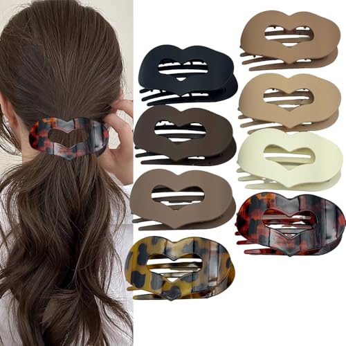 XFSRG 8 Stück Flache Haarspangen Damen Elegant Herz Matte Rutschfester Haarklammer für Dickes und Dünnes Haar(Multicolour C) von XFSRG