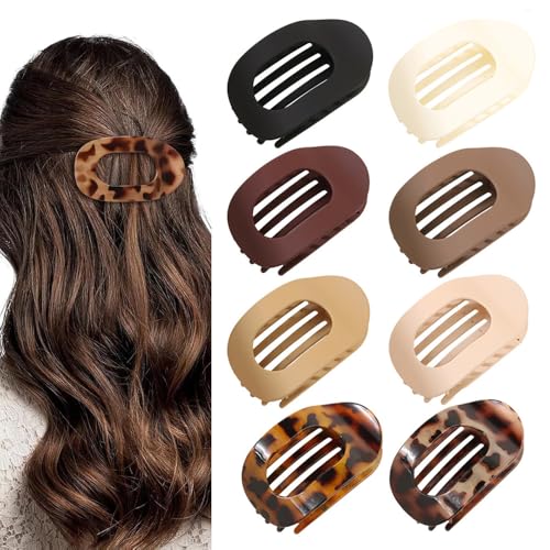 XFSRG 8 Stück Flache Haarspangen Damen Haarklammer Gebogenes Rutschfest Griff Haarclips für Dickes und Dünnes Haar(Multicolour B) von XFSRG