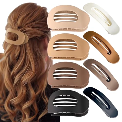XFSRG 8 Stück Flache Haarspangen Damen Mode Rutschfest Claw Clip Elegante Praktisches Haaraccessoires für Büro Schule Zuhause und Unterwegs(Multicolour A) von XFSRG