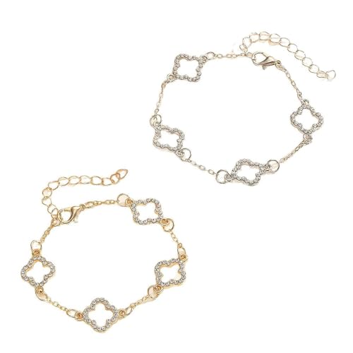 XFSRG Armbänder Damen Mädchen Gold Silber Schmuck Damen Modeschmuck Armband Bettelarmband Stilvolle Armreif für Jeden Anlass von XFSRG